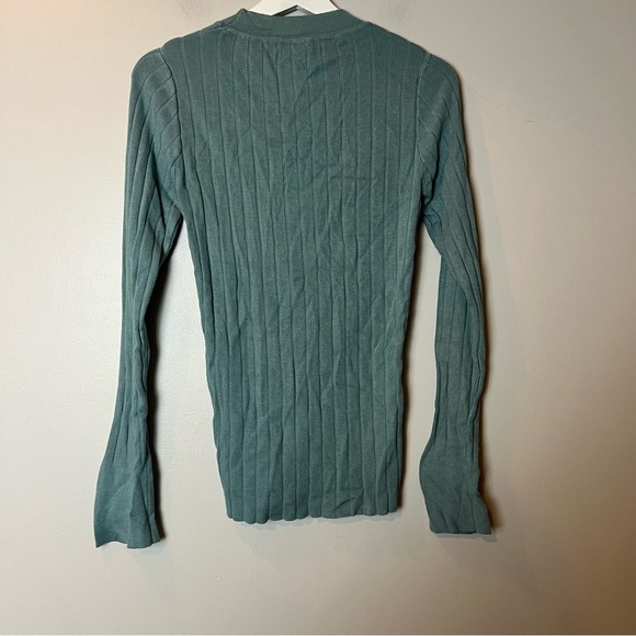 Wishlist Quarter Button Up Long Sleeve Teal Top Medium - Picture 2 of 7